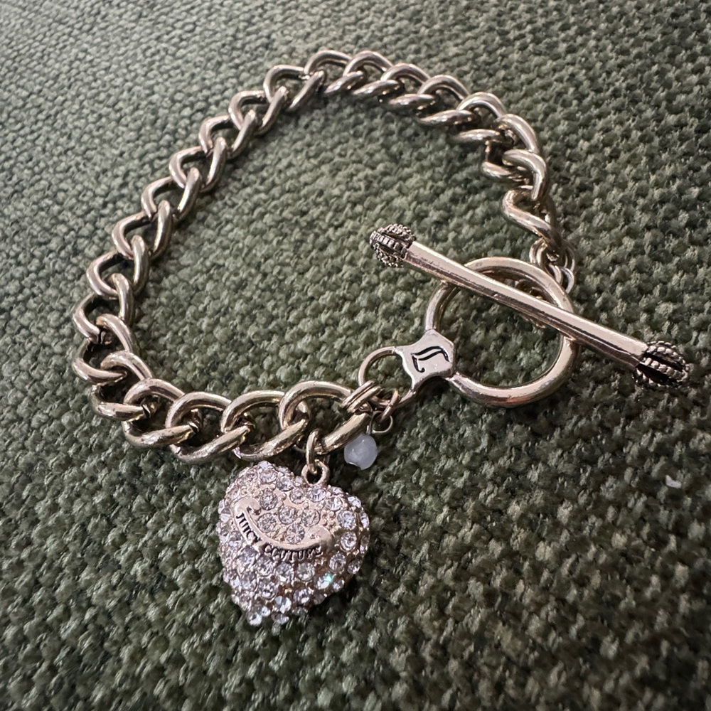 Juicy Couture Y2K vintage Chain Bracelet with Pave Crystals Charm